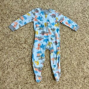 Burt's Bees Baby Blue Dino Print Cotton Sleep-N-Play Onesie. Size 3-6 Mos. NWOT!